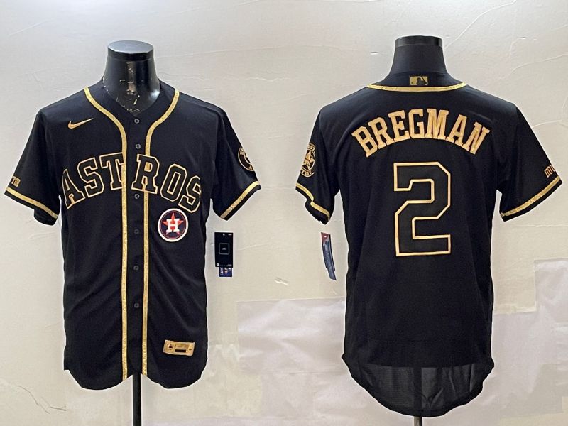 Men Houston Astros #2 Bregman Black Gold Elite 2025 Nike MLB Jersey style 6->houston astros->MLB Jersey